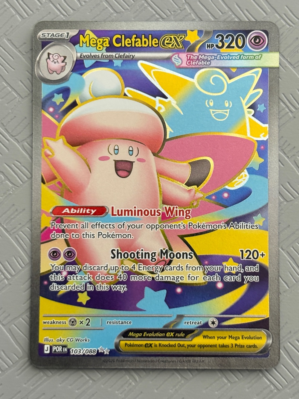 Mega Clefable EX 103/088 Ultra Rare Holo Perfect Order NM